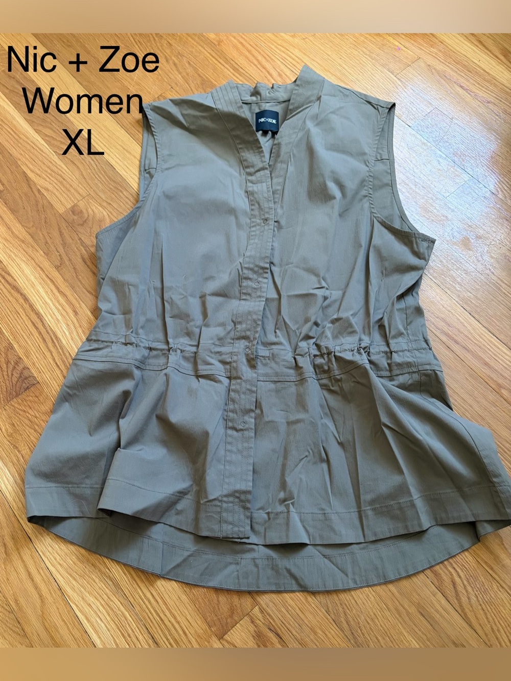 NIC+ZOE Olive Sleeveless Drawstring Peplum Tunic